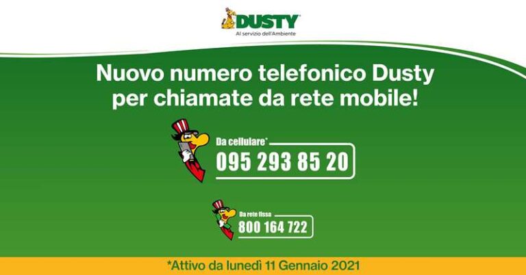 Dusty Termini Imerese: da giorno 11 gennaio nuovo recapito telefonico per chiamare da cellulare