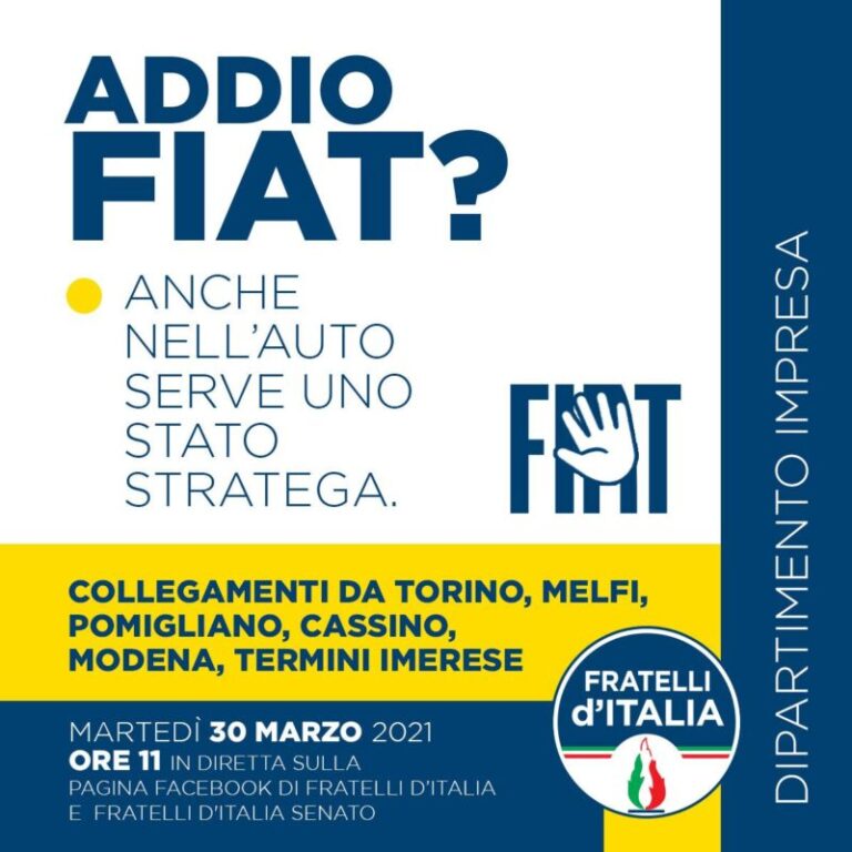 Addio a Fiat? Martedì meeting sul futuro dell’auto in Italia