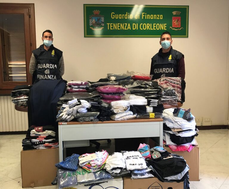 Guardia di Finanza: sequestrati oltre mille capi di abbigliamento in provincia di Palermo