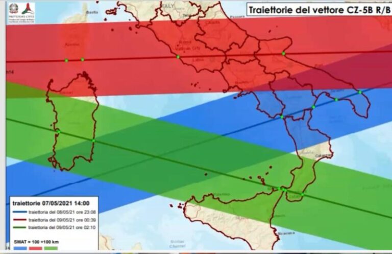 Possibili frammenti in caduta per rientro razzo spaziale cinese: il comunicato della Protezione Civile