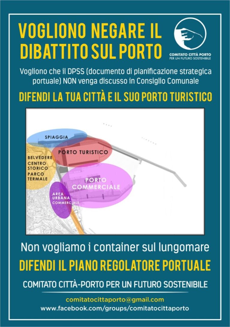 “Vogliono negare il dibattito sul porto”: banchetto informativo del comitato in piazza Duomo