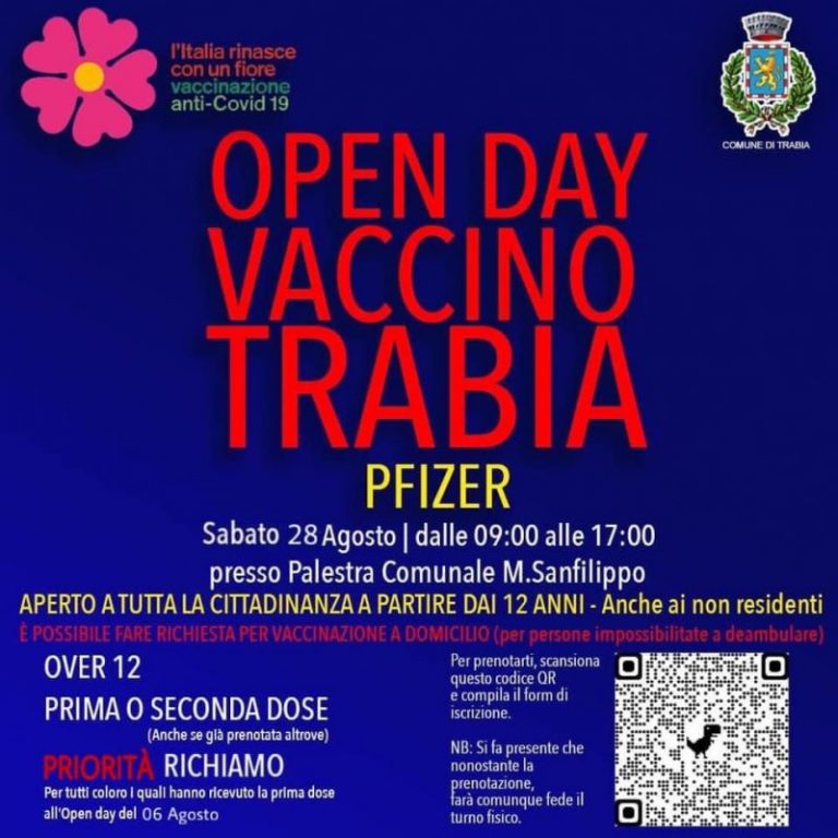 Covid: a Trabia open day vaccino Pfizer anche per i non residenti