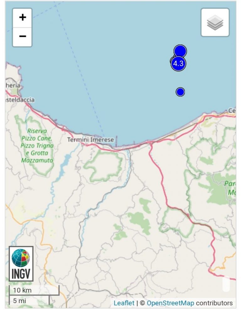 Continua a tremare la provincia di Palermo, altra scossa  di magnitudo 3.6