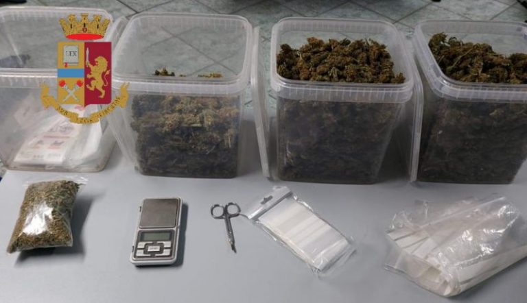 Provincia di Palermo: arrestato pusher dalla polizia con 17 dosi di marjuana ed oltre un chilo in casa