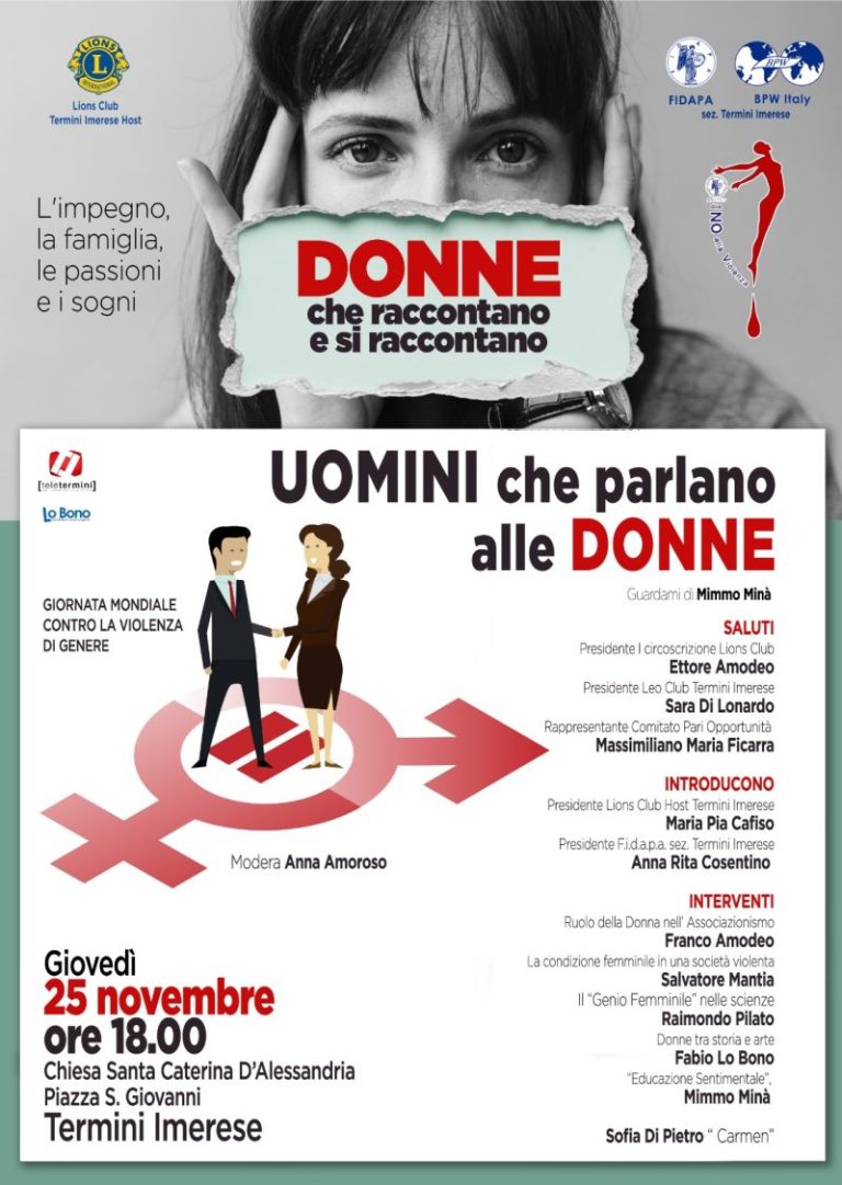 “Donne che raccontano e si raccontano”: il 25 novembre nuovo appuntamento con Lions e Fidapa