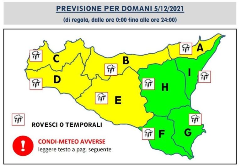 Meteo Termini Imerese e provincia di Palermo: nuova allerta giallo