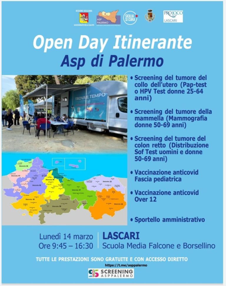 Lascari: open day Asp itinerante della prevenzione lunedì 14