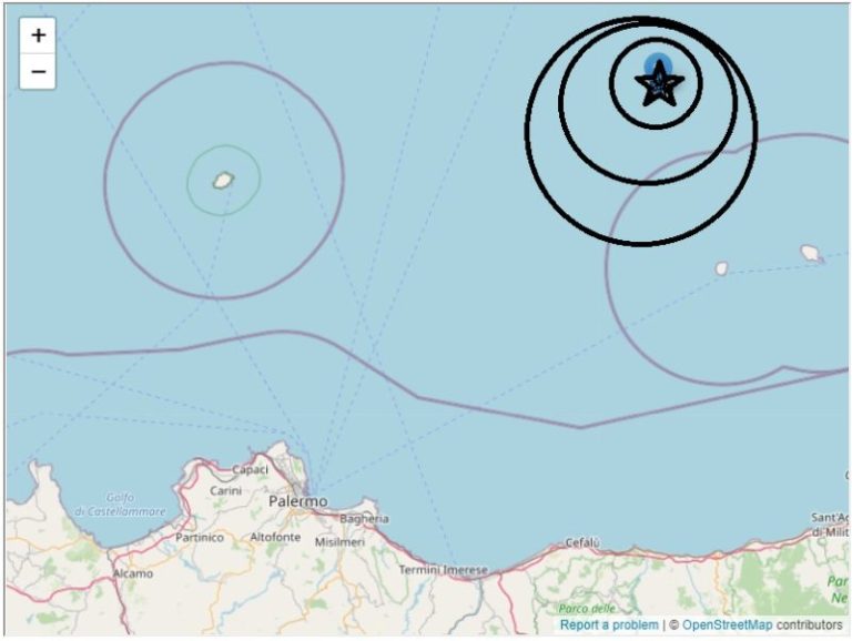 Terremoto, provincia di Palermo: rilevata scossa di grado 4.0 con epicentro in mare