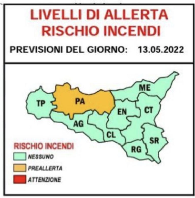 Protezione Civile Sicilia: pre-allerta per rischio incendi anche in provincia di Palermo