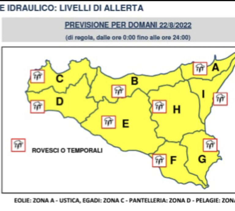 Meteo: nuova allerta della Protezione Civile Sicilia, possibili rovesci o temporali