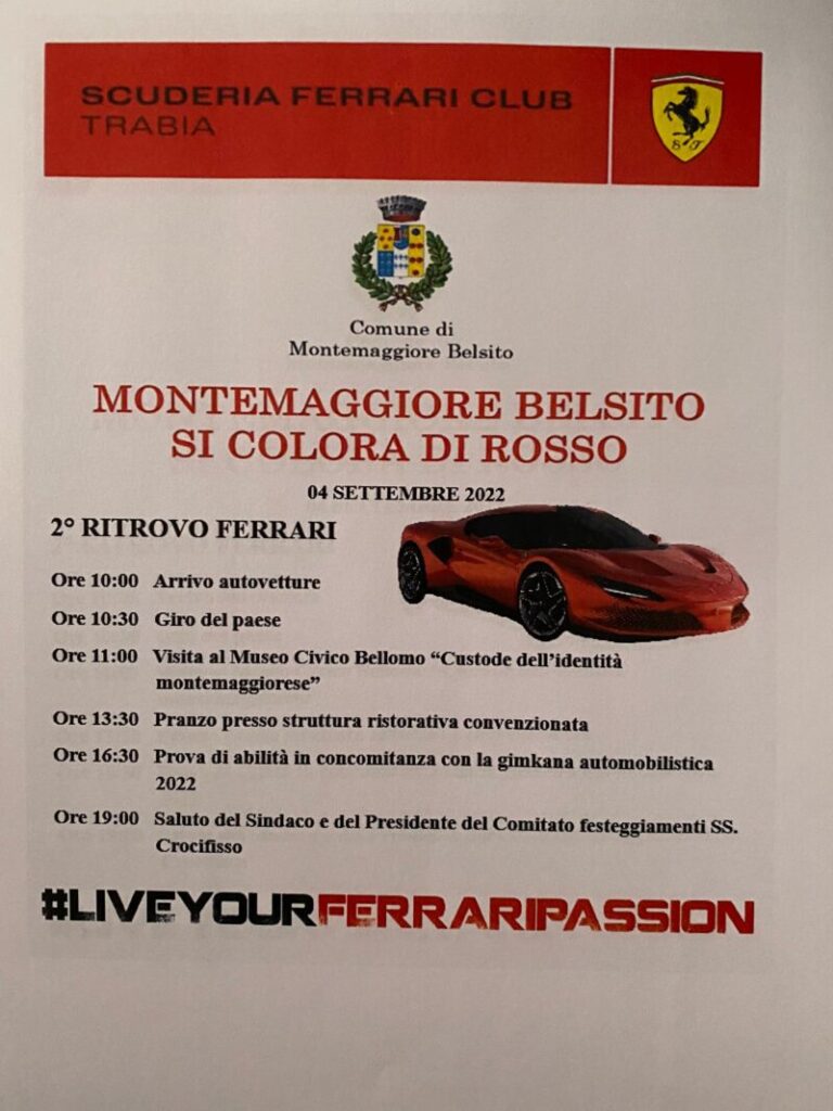 Montemaggiore Belsito si colora di rosso: il 4 settembre secondo ritrovo Ferrari