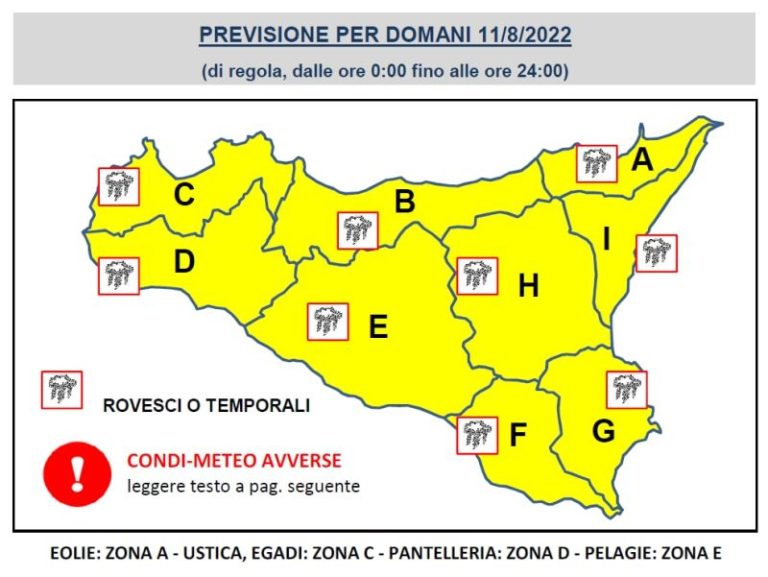 Meteo Sicilia: previsti temporali anche  a Termini Imerese, Palermo e comuni della provincia