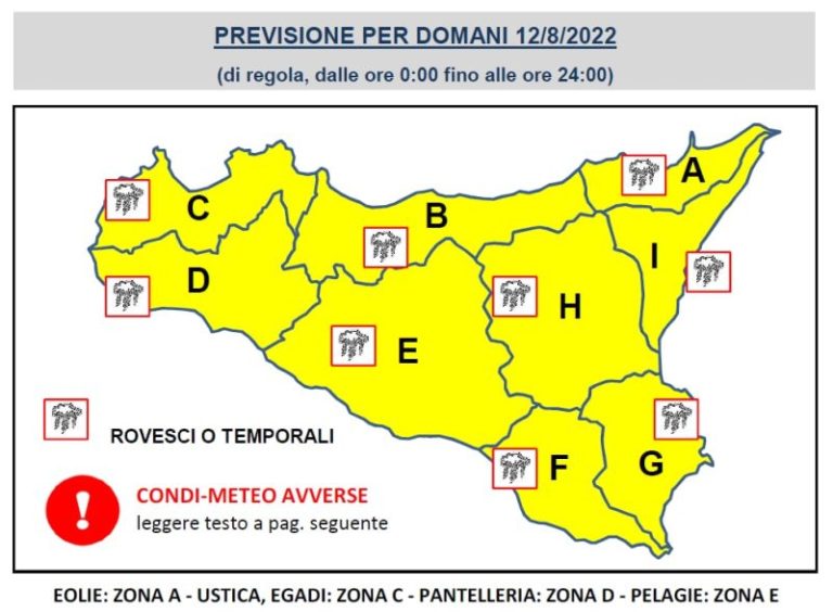 Meteo Sicilia: previsti temporali a Termini Imerese, Palermo e comuni della provincia