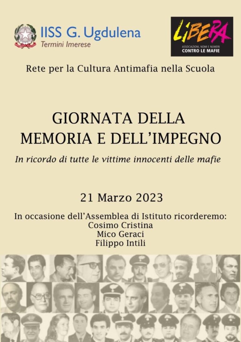 Caccamo: giornata della memoria e dell’impegno in ricordo delle vittime innocenti di mafia