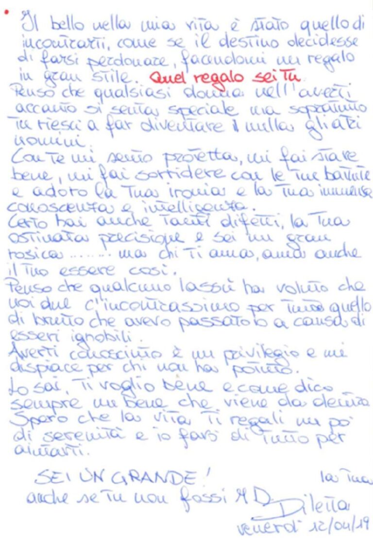 La lettera di Diletta a Matteo Messina Denaro: “Tu sei un regalo nella mia vita” FOTO