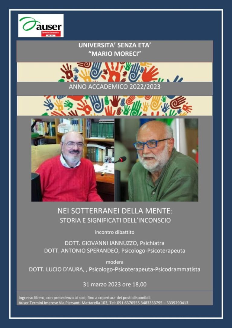 Termini Imerese: Auser organizza un incontro sulla storia e i significati dell’inconscio