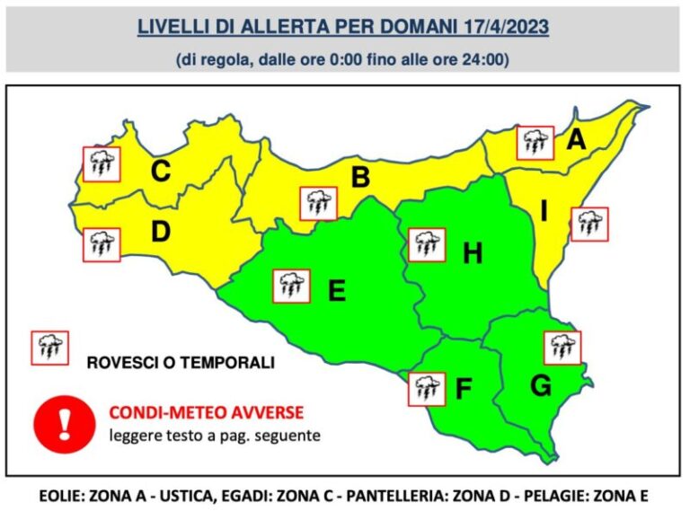 Meteo: ancora allerta gialla a Termini Imerese e nei comuni della provincia di Palermo IL BOLLETTINO