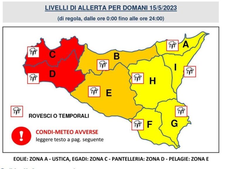 Allerta rossa meteo: il sindaco di Bagheria dispone la chiusura delle scuole IL BOLLETTINO