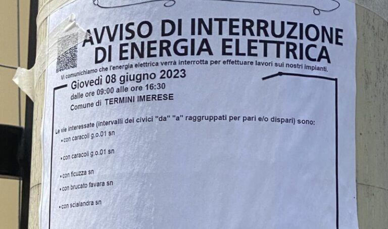 Termini Imerese: numerose contrade senza luce, disagi per tante famiglie