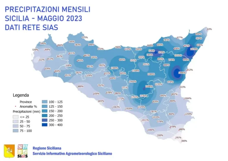 Sicilia: il maggio 2023 è stato il più piovoso dal 1921