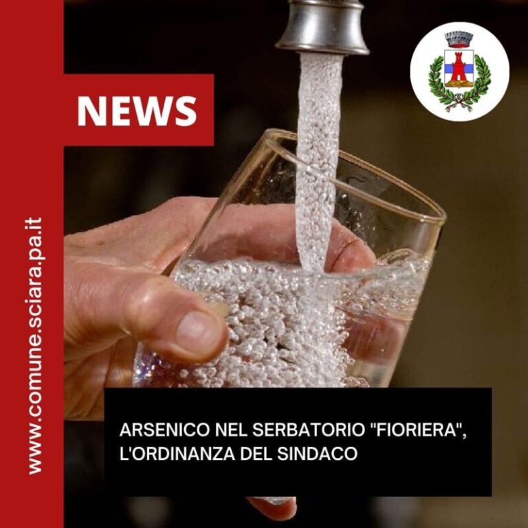 Presenza di arsenico nell’acqua anche a Sciara: l’ordinanza del sindaco