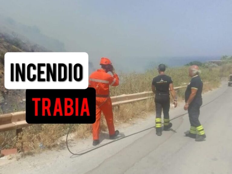 Incendio a Trabia: alte lingue di fuoco in contrada Giardinello e nella zona della cava FOTO