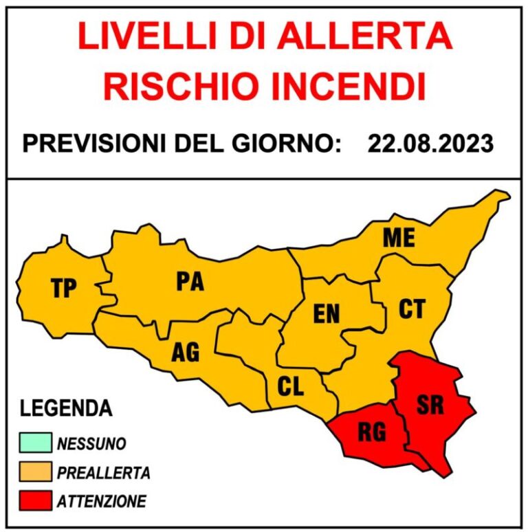 Protezione Civile Sicilia: l’avviso per rischio incendi e ondate di calore