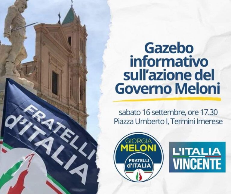 Fratelli d’Italia Termini Imerese in piazza con un gazebo informativo sull’azione del governo Meloni