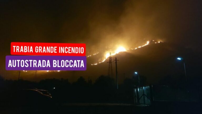 Inferno di fuoco nella notte a Trabia: A19 bloccata tra Trabia e Termini Imerese