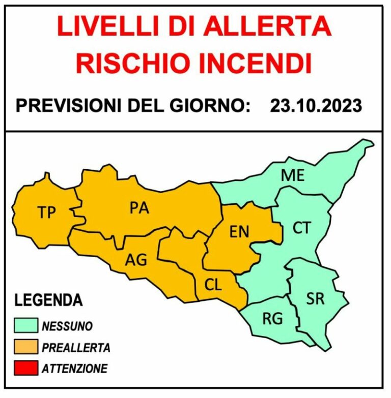 Allerta incendi in Sicilia: il bollettino della Protezione Civile Sicilia