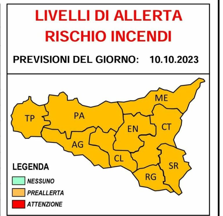 Rischio incendi provincia di Palermo: è allerta meteo della protezione civile