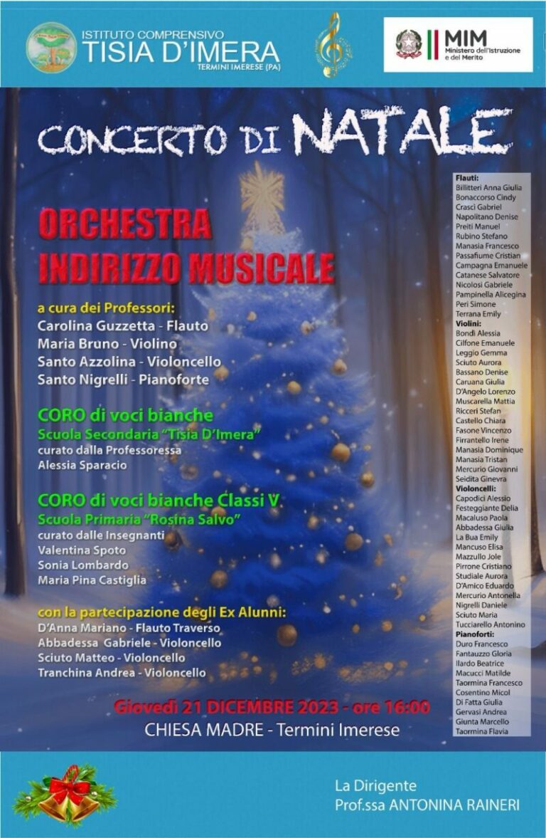 IC Tisia d’Imera: al via il 21 dicembre il concerto di Natale degli studenti a indirizzo musicale