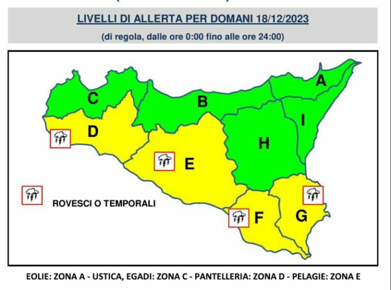 Meteo Sicilia: il bollettino della Protezione Civile