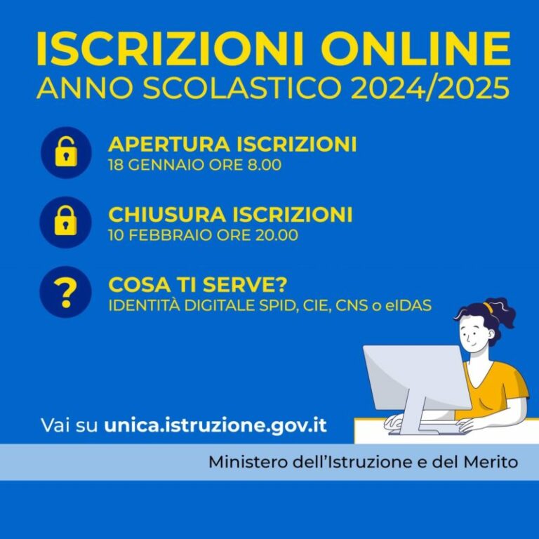 Iscrizioni scuola 2024/25: domande online dal 18 gennaio al 10 febbraio 2024