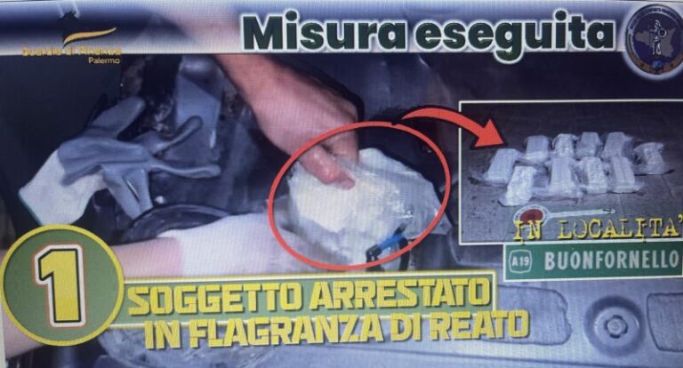 Beccato con 11 chili di cocaina occultata in auto: arrestato corriere a Buonfornello FOTO E VIDEO