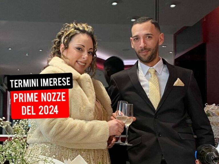 Termini Imerese: celebrato il primo matrimonio del 2024 nella sede storica del comune, festa per Noemi e Salvatore FOTO