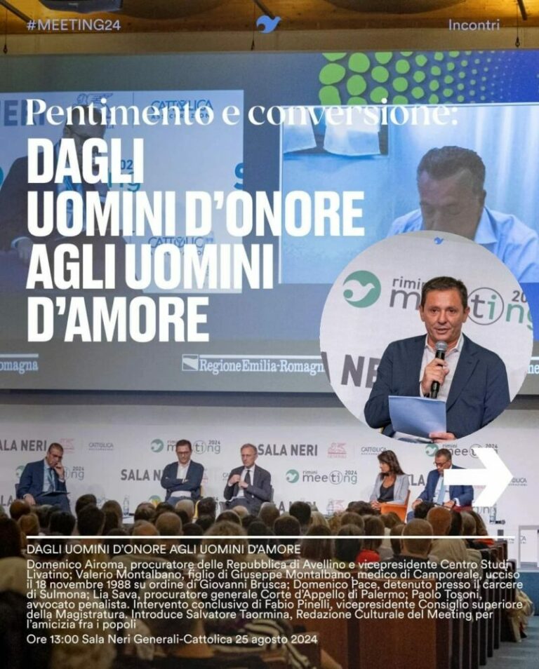 “Dagli uomini d’onore agli uomini d’amore” questo il titolo dell’incontro al meeting 2024 di Rimini Video