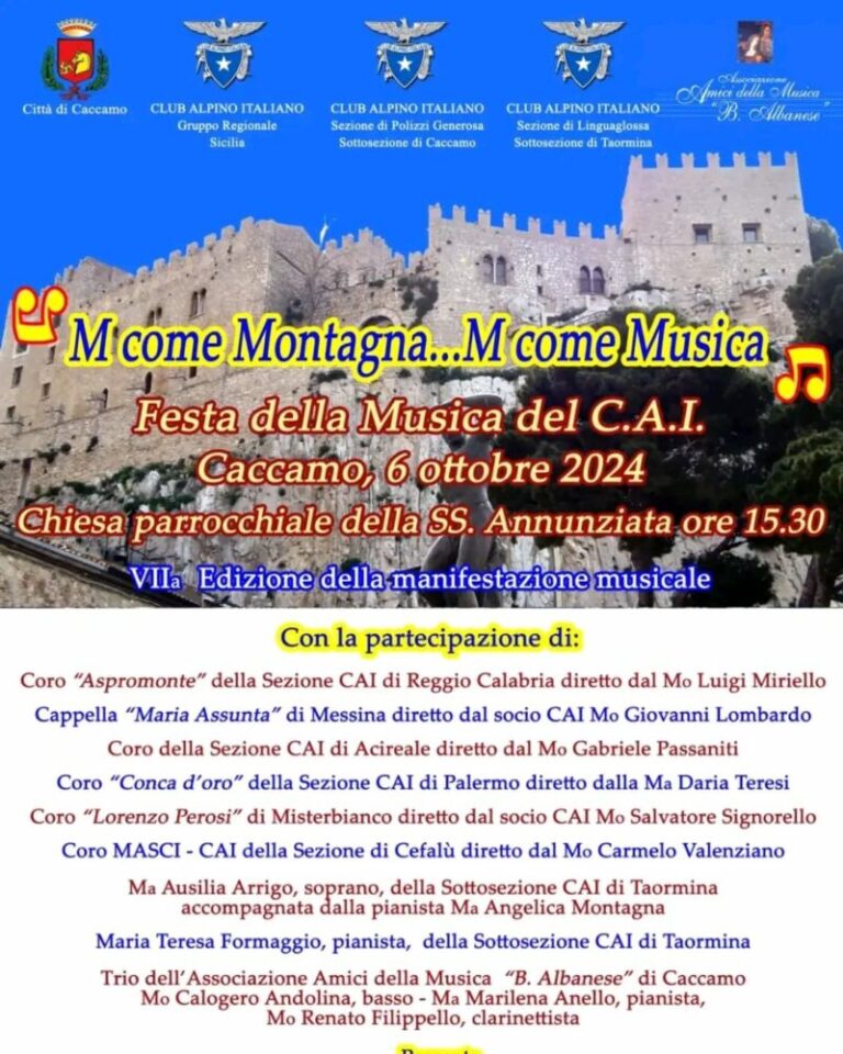 Caccamo: il 6 ottobre festa della musica del CAI