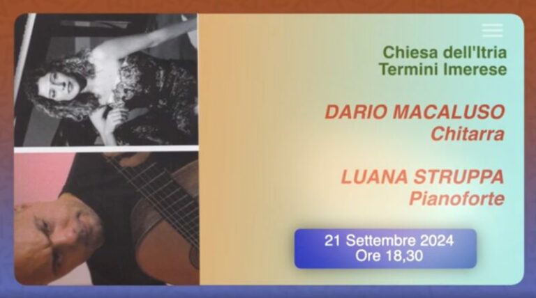 Termini Imerese: questo pomeriggio il concerto del duo Dario Macaluso e Luana Struppa