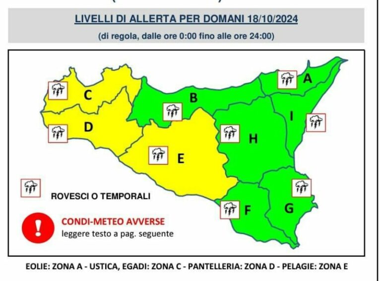 Meteo Sicilia: allerta gialla per condizioni meteo avverse e rischio temporali IL BOLLETTINO