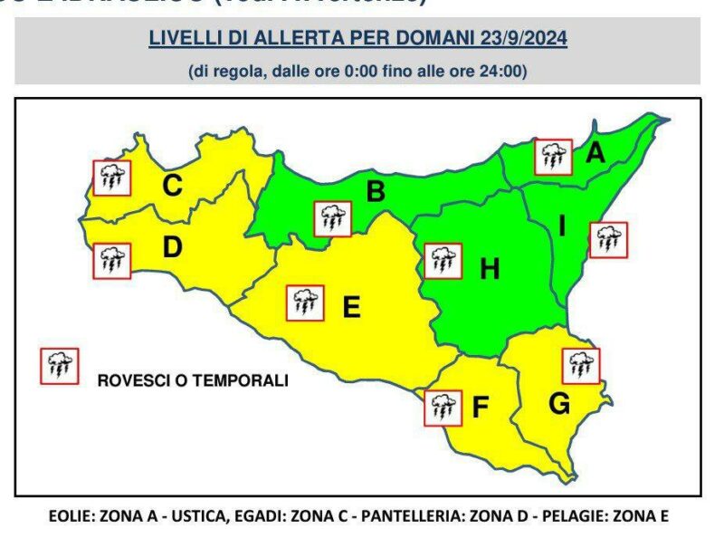 Meteo Sicilia: domani è prevista l’allerta gialla per condizioni meteo avverse