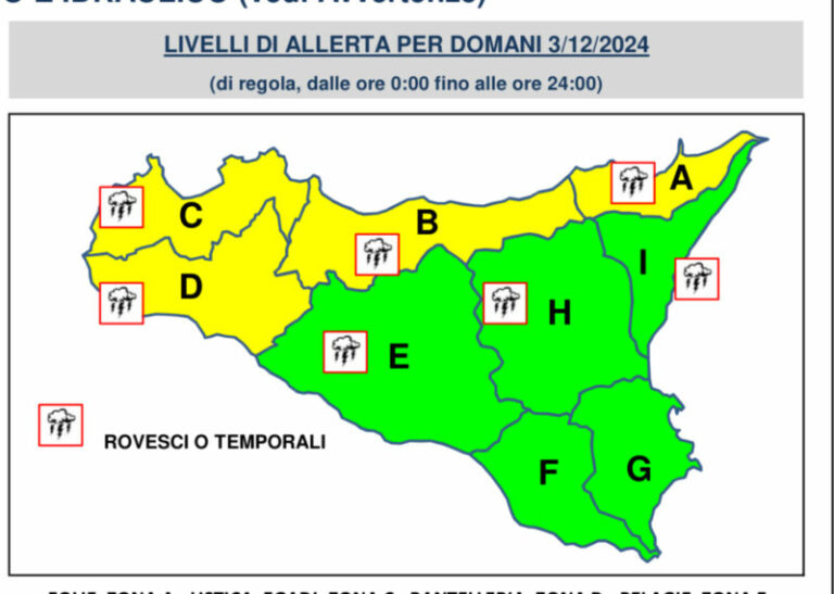 Meteo Palermo e provincia: è allerta giallo, il bollettino della Protezione Civile